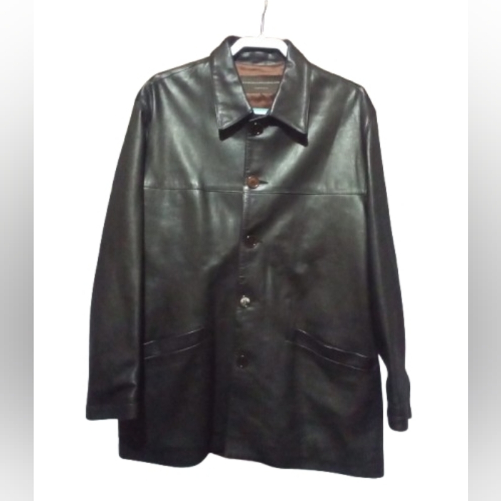 Marcello Pampaloni Italian Leather Jacket Coat Size 48 Made in Italy